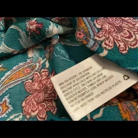 Xhilaration Green Boho Flower Green Blouse Shirt Top Woman’s Size S - Picture 6 of 6